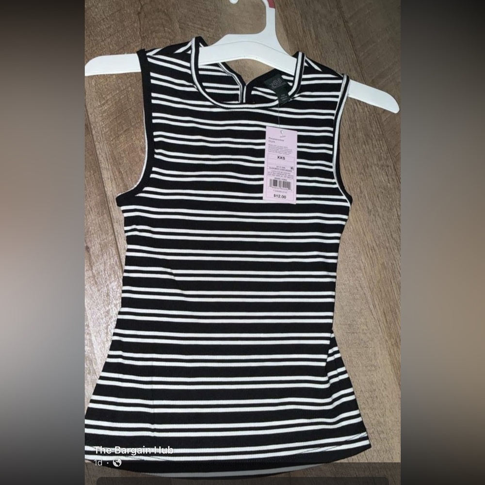 Black and White Striped Sleeveless Top